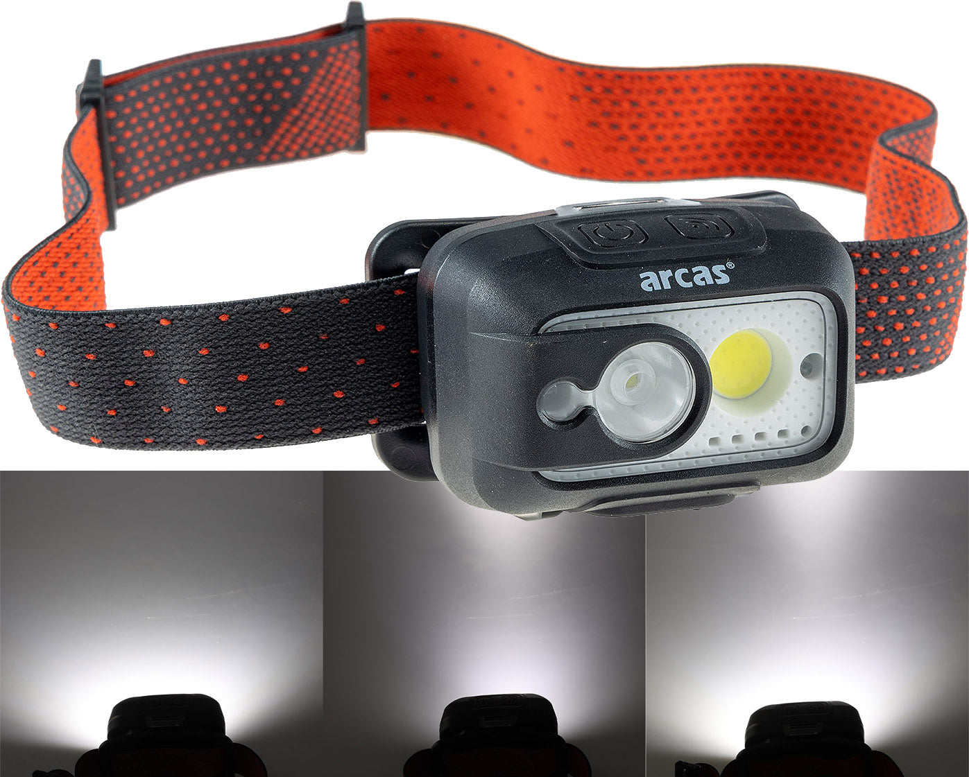 Arcas LED Akku-Stirnlampe 6W+3W mit Gestensteuerung