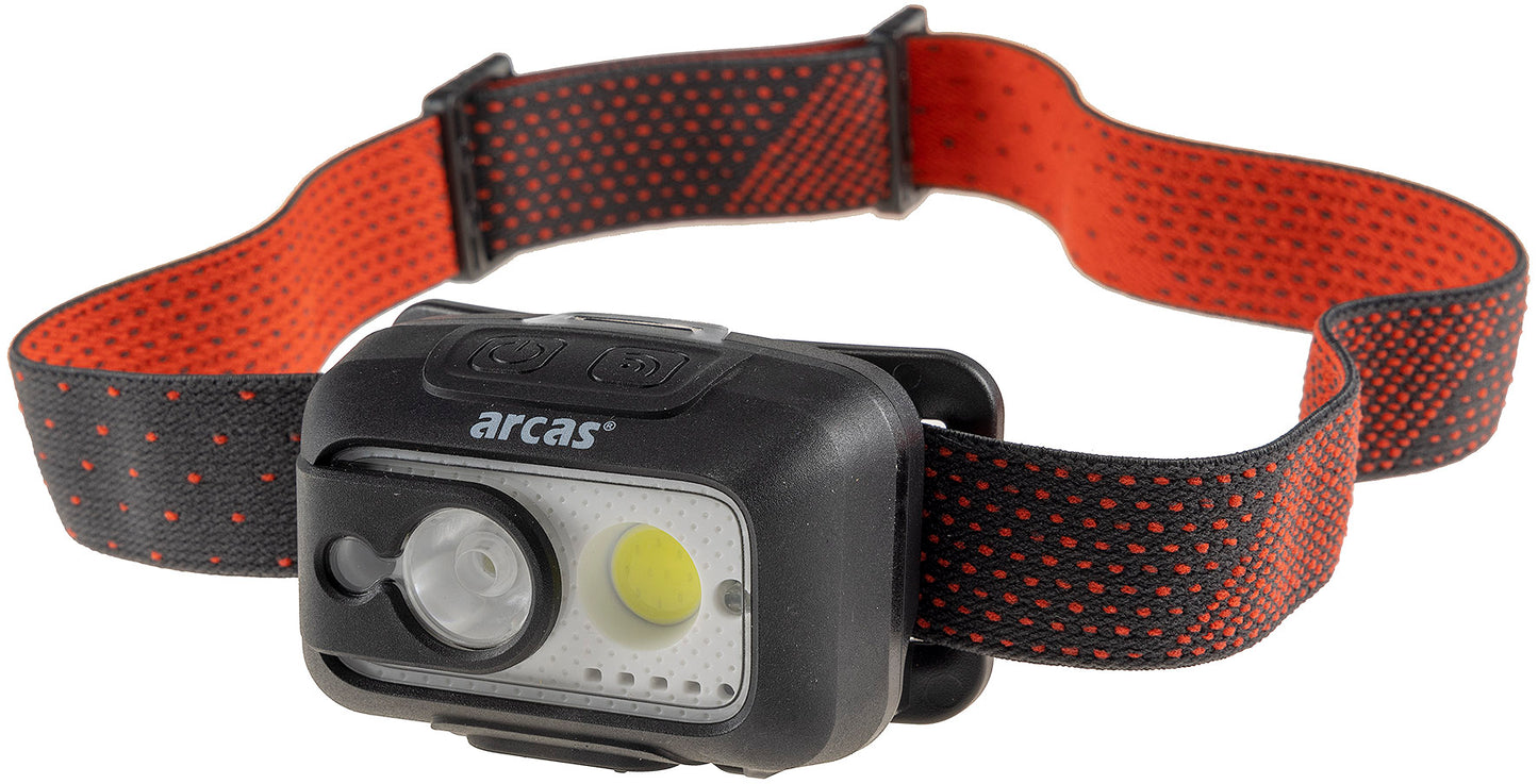 Arcas LED Akku-Stirnlampe 6W+3W mit Gestensteuerung