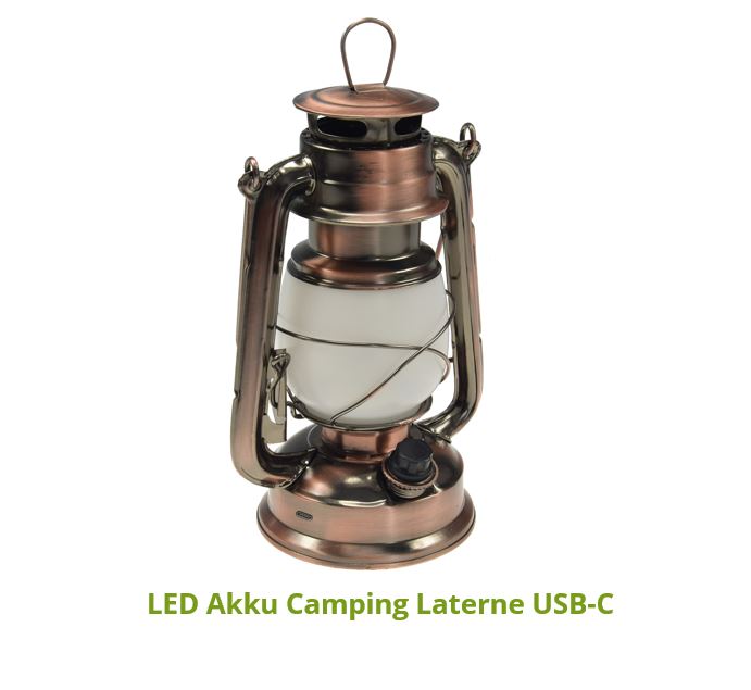 LED Akku Camping Laterne "CT-Copper Pro" ØxH 12x23,5cm, USB-C, warmweiß, dimmbar